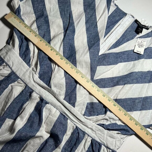 Ashley Stewart Maxi Dress Women’s Size 22 Striped Blue & White Pockets Zipper - Picture 14 of 15